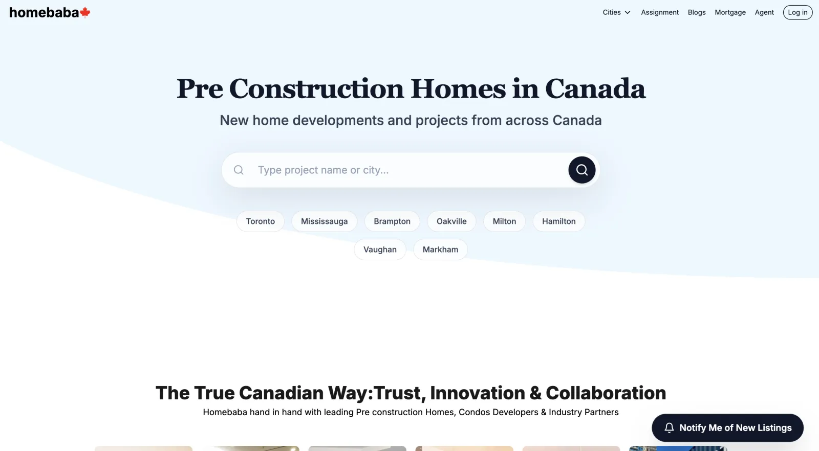 Homebaba website homepage